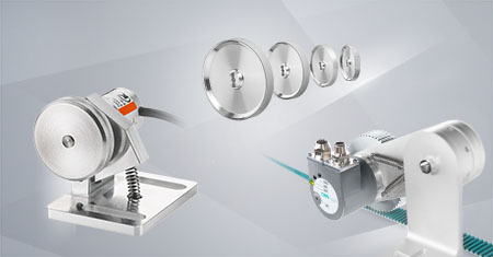 Linear measuring systems for Length measuring sets / Measuring wheel systems Various length measuring sets. The right measuring wheel for any surface. Can be combined with various encoders.