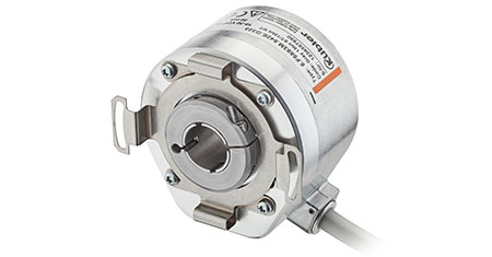 Multiturn Encoder for Installation on motors / electric drives: Flattest multiturn encoder with additional incremental track, Low overall depth of 43 mm, Continuous hollow shaft up to 15 mm, Resolution up to 24 bit multiturn, SSI, BiSS, CANopen